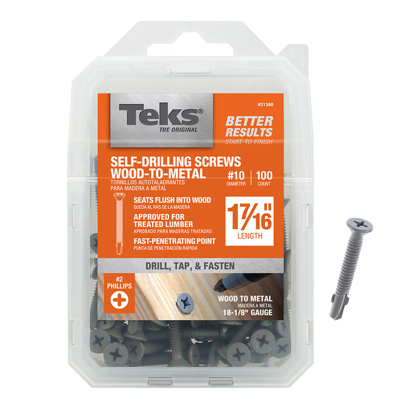 ITW - Teks No. 10 X 1-7/16 in. L Phillips Flat Head Construction Screws 100 pk