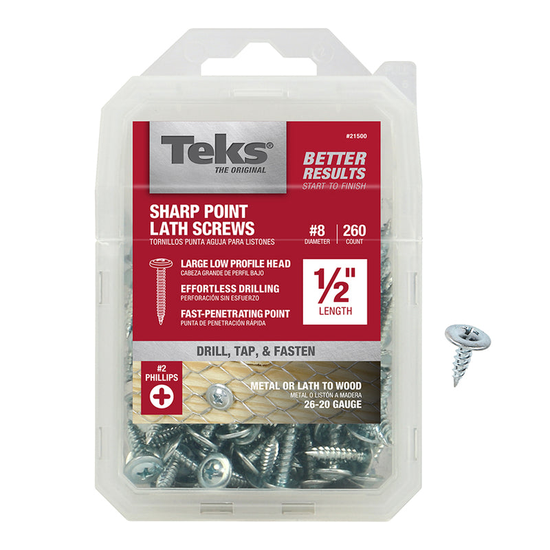 ITW - Teks No. 8 X 1/2 in. L Phillips Truss Head Lath Screws 260 pk [21500]