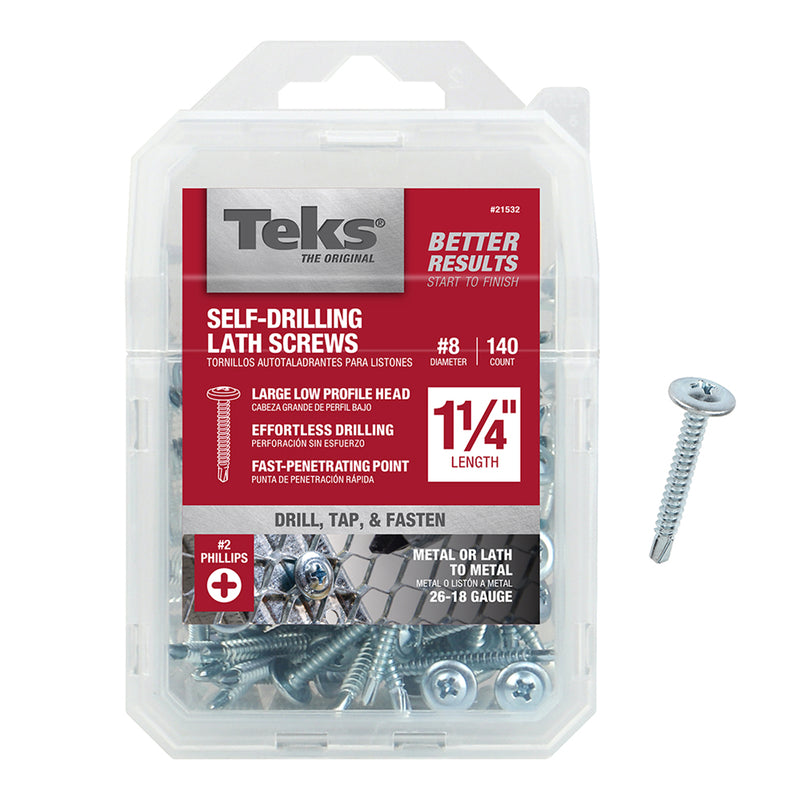 ITW - Teks No. 8 X 1-1/4 in. L Phillips Truss Head Lath Screws 140 pk [21532]