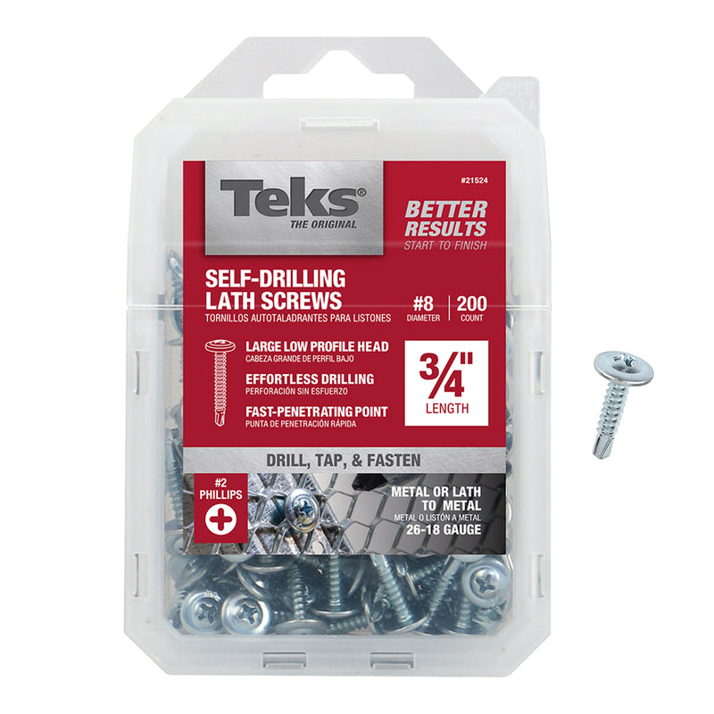 ITW - Teks No. 8 X 3/4 in. L Phillips Truss Head Lath Screws 200 pk [21524]