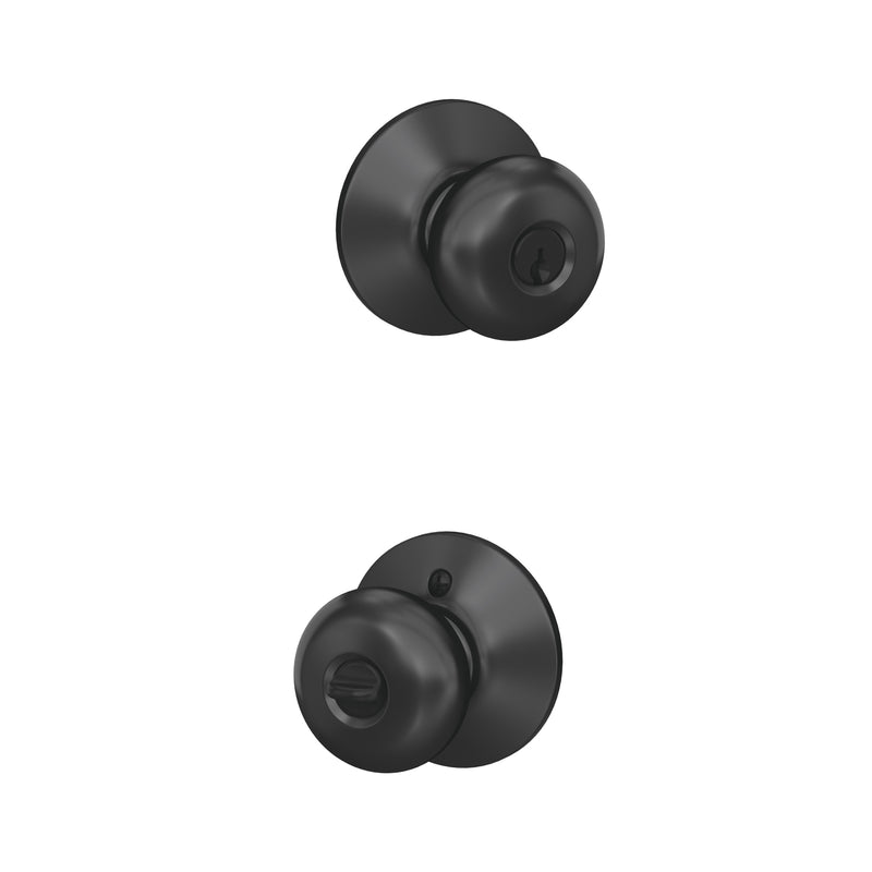 SCHLAGE - Schlage F-Series Plymouth Matte Black Entry Knobs Right or Left Handed