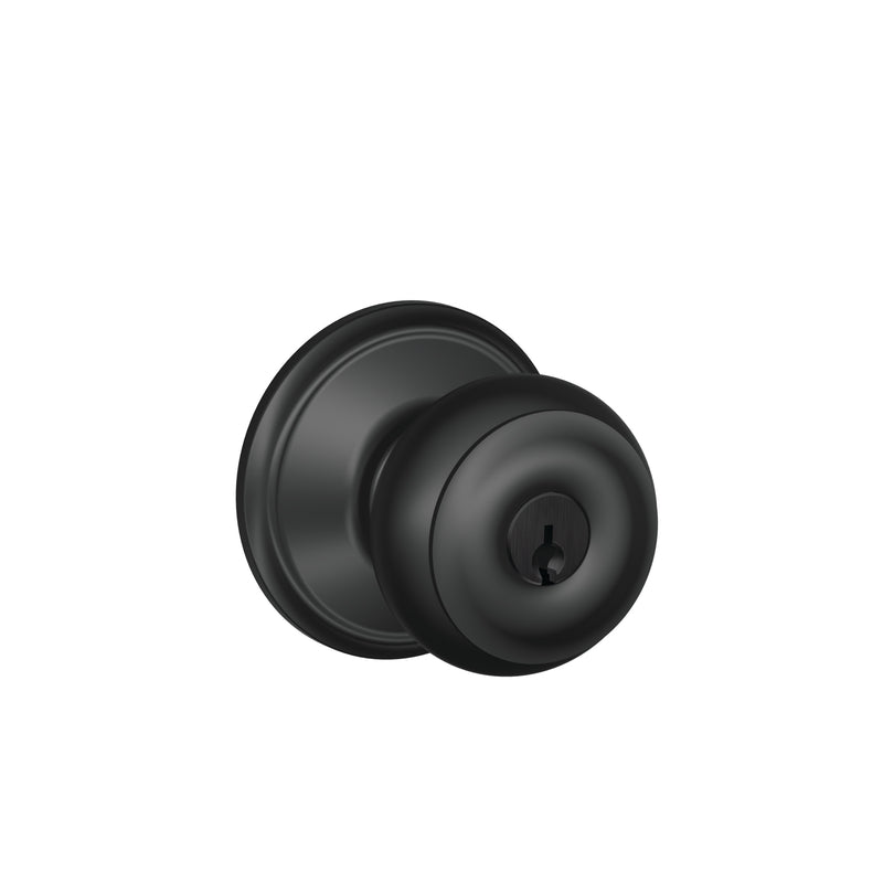 SCHLAGE - Schlage F-Series Georgian Matte Black Entry Knobs Right or Left Handed