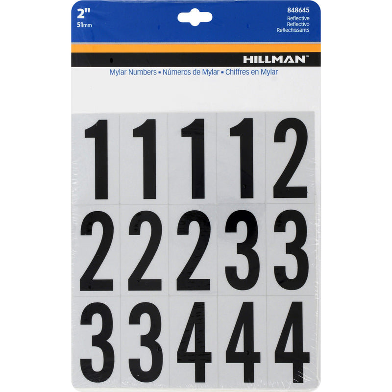 HILLMAN - Hillman 2 in. Reflective Black Vinyl Self-Adhesive Number Set 0-9 35 pc - Case of 6