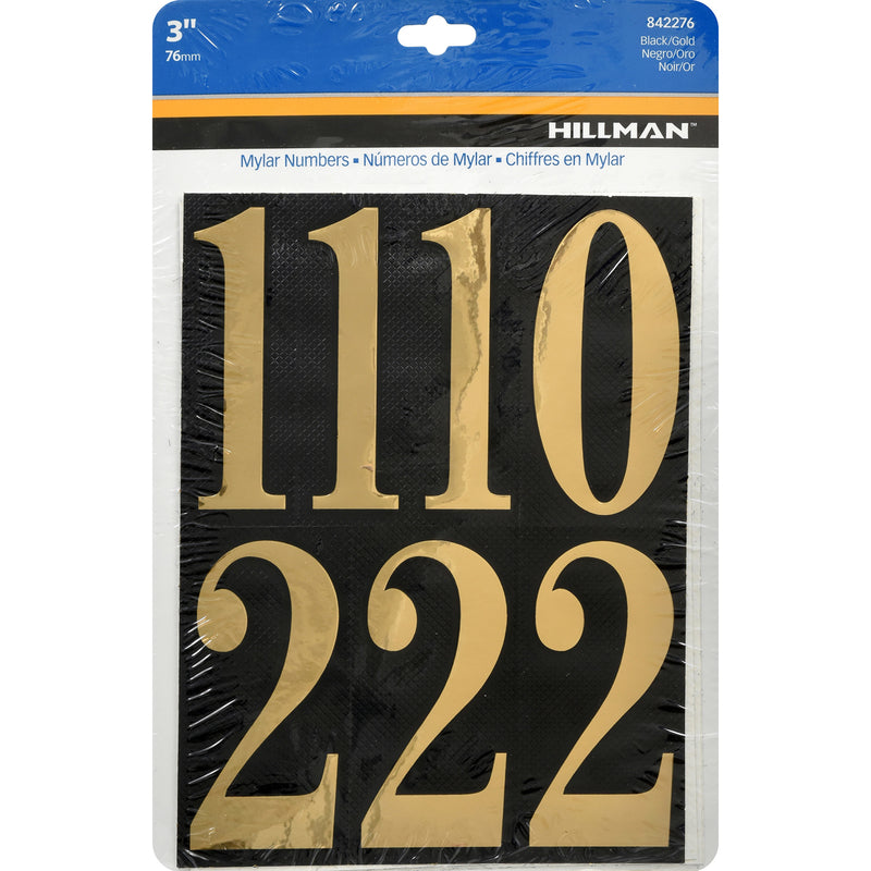 HILLMAN - Hillman 3 in. Reflective Gold Vinyl Self-Adhesive Number Set 0-9 26 pc - Case of 6