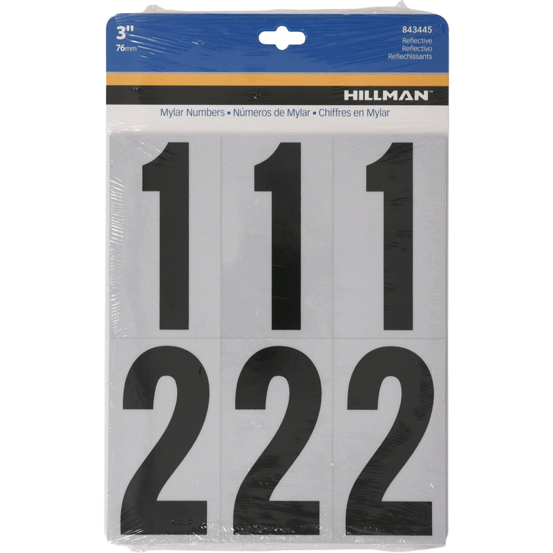 HILLMAN - Hillman 3 in. Reflective Black Vinyl Self-Adhesive Number Set 0-9 26 pc - Case of 6