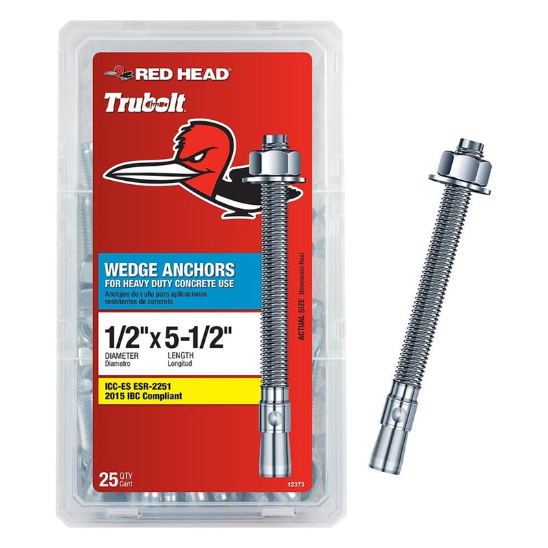 RED HEAD - Red Head Trubolt 1/2 in. D X 5-1/2 in. L Steel Hex Head Wedge Anchor 25 pk