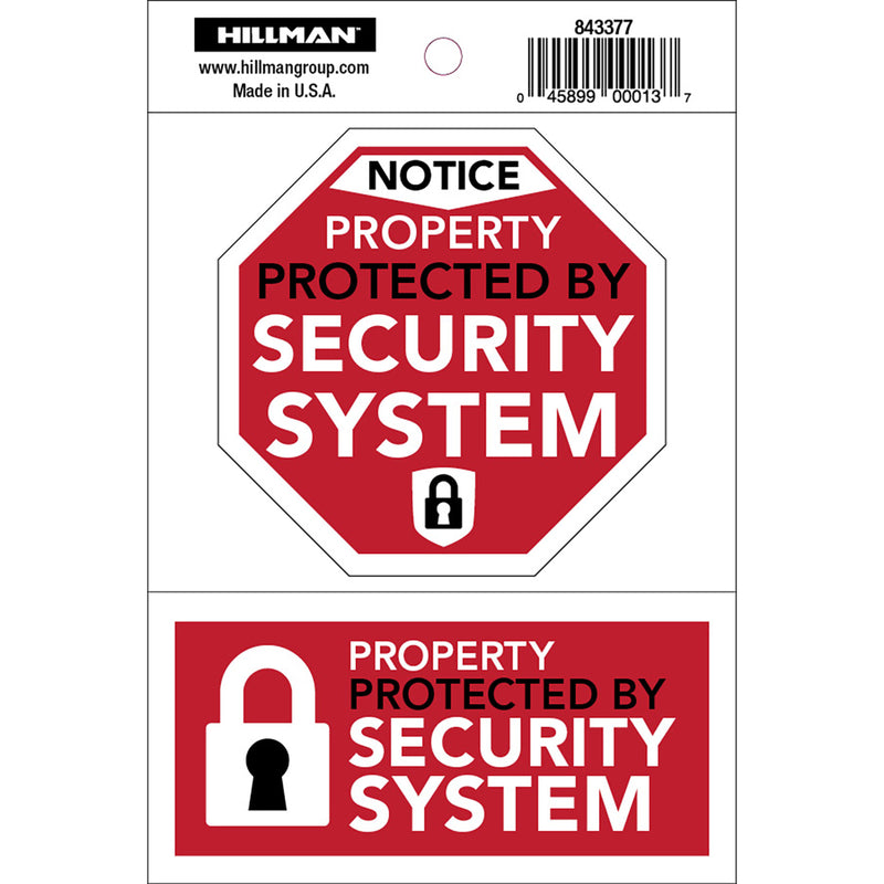 HILLMAN - Hillman English White Security Decal 4 in. H X 6 in. W - Case of 6 [843377]