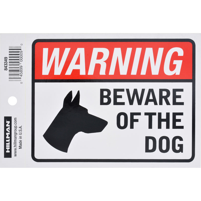 HILLMAN - Hillman English White Beware Decal 4 in. H X 6 in. W - Case of 6