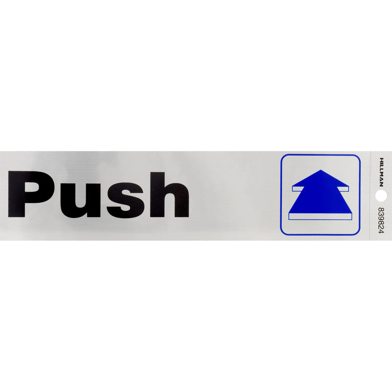 HILLMAN - Hillman English Silver Push/Pull Decal 2 in. H X 8 in. W - Case of 6 [839824]