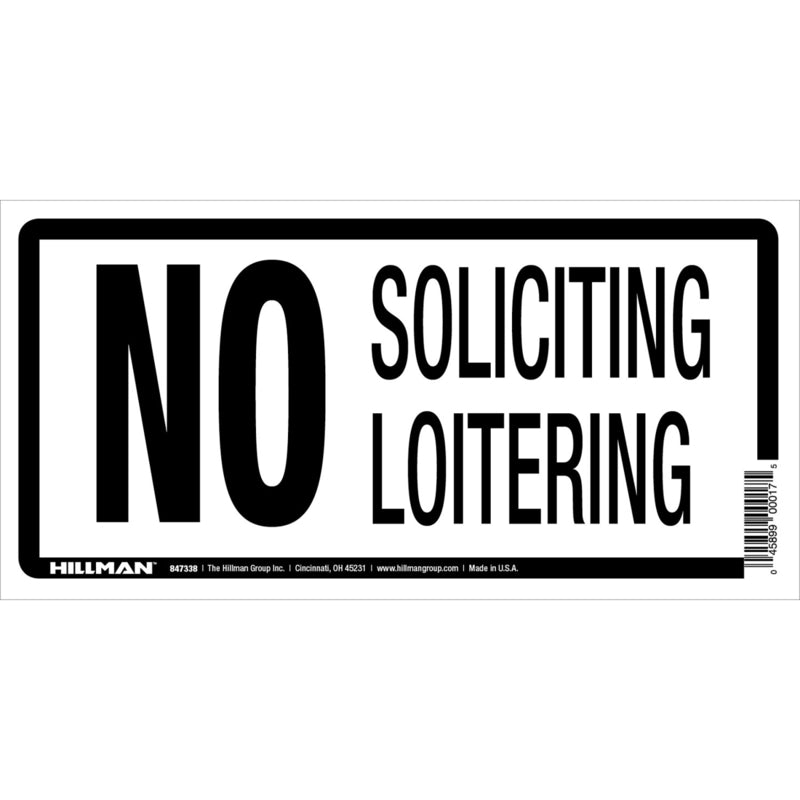 HILLMAN - Hillman English White No Soliciting Sign 5 in. H X 10 in. W - Case of 6