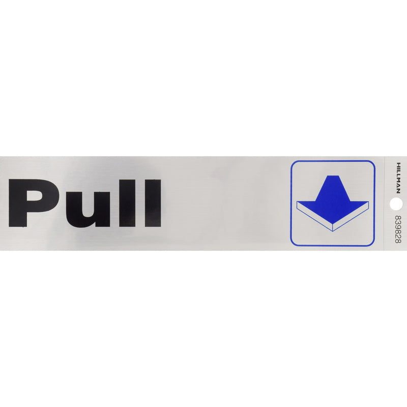 HILLMAN - Hillman English Silver Push/Pull Decal 2 in. H X 8 in. W - Case of 6 [839828]