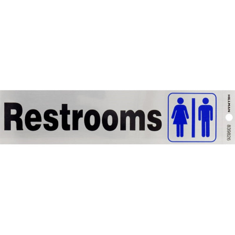 HILLMAN - Hillman English Silver Restroom Decal 2 in. H X 8 in. W - Case of 6 [839826]