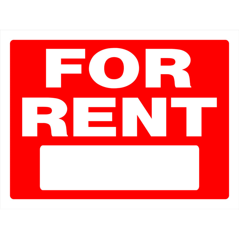 HILLMAN - Hillman English Red For Rent Sign 18 in. H X 24 in. W - Case of 6