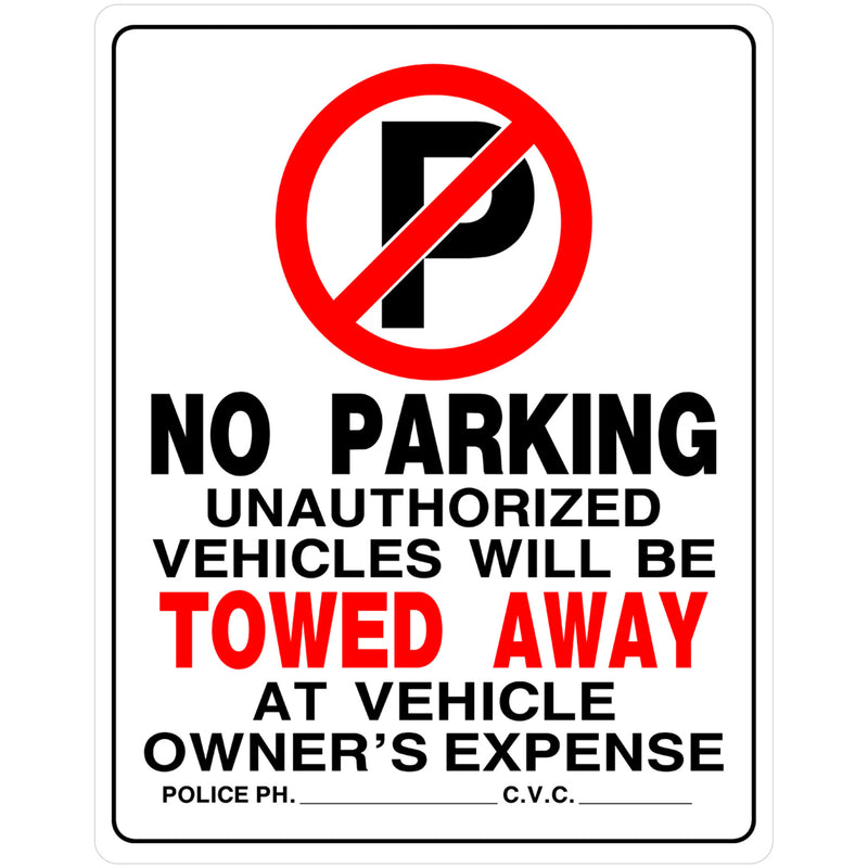 HILLMAN - Hillman English White No Parking Sign 19 in. H X 15 in. W - Case of 6 [842196]