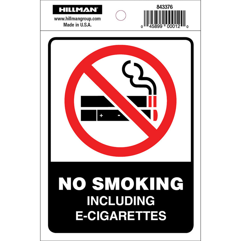 HILLMAN - Hillman English White No Smoking Decal 4 in. H X 6 in. W - Case of 6