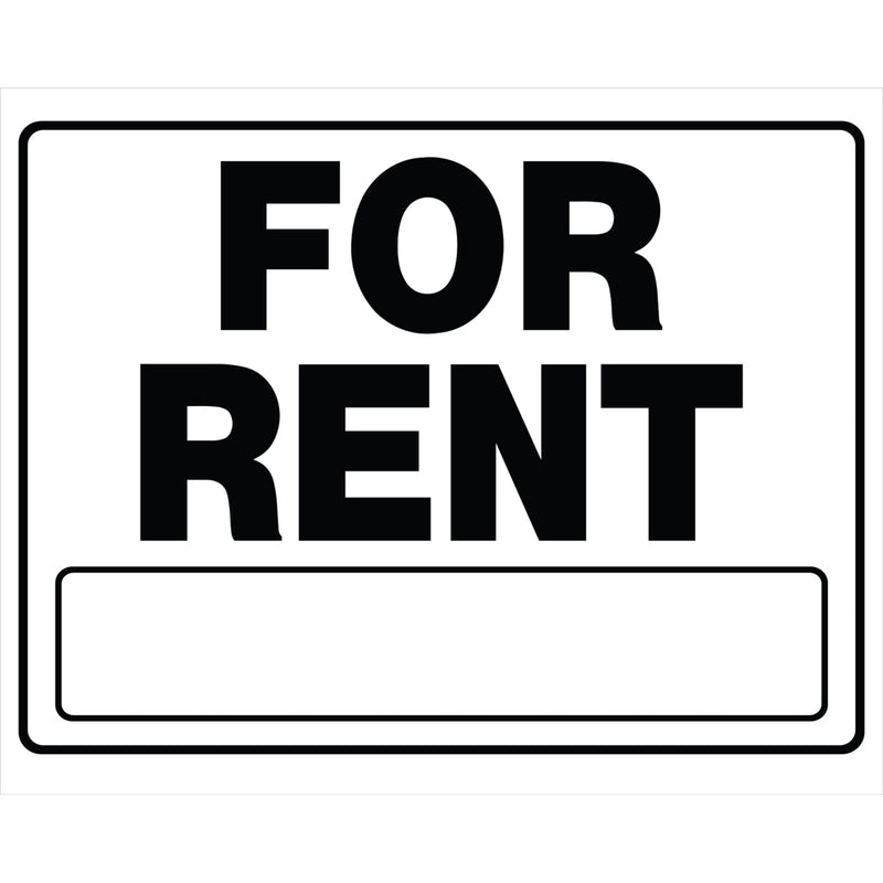 HILLMAN - Hillman English White For Rent Sign 20 in. H X 24 in. W - Case of 6