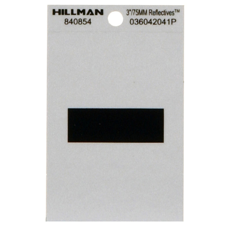 HILLMAN - Hillman 3 in. Reflective Black Vinyl Self-Adhesive Special Character Hyphen 1 pc - Case of 6