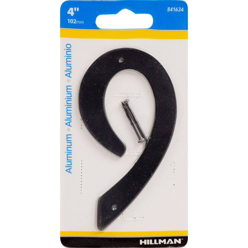 HILLMAN - Hillman 4 in. Black Aluminum Nail-On Number 9 1 pc - Case of 3