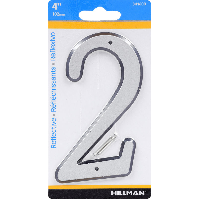 HILLMAN - Hillman 4 in. Reflective Silver Plastic Nail-On Number 2 1 pc - Case of 3