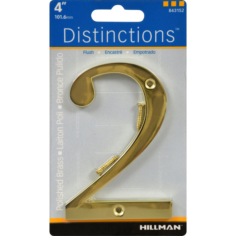 HILLMAN - Hillman Distinctions 4 in. Gold Zinc Die-Cast Screw-On Number 2 1 pc - Case of 3