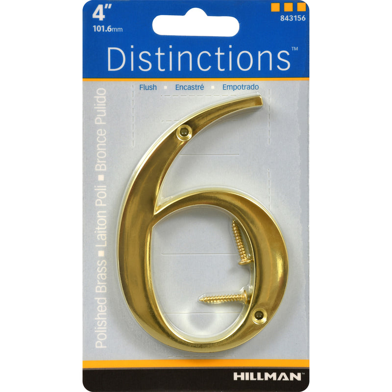 HILLMAN - Hillman Distinctions 4 in. Gold Zinc Die-Cast Screw-On Number 6 1 pc - Case of 3