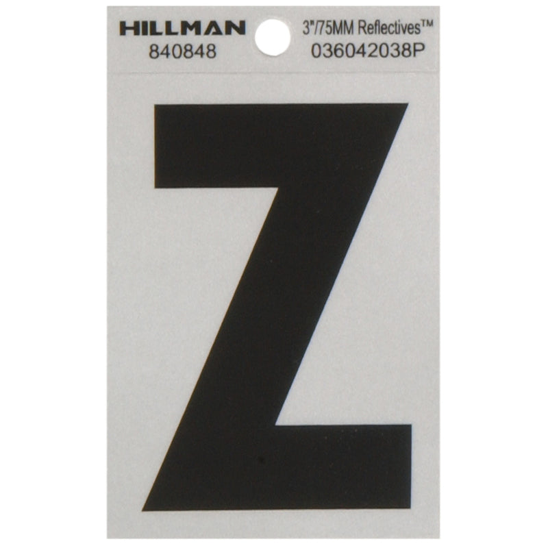 HILLMAN - Hillman 3 in. Reflective Black Vinyl Self-Adhesive Letter Z 1 pc - Case of 6