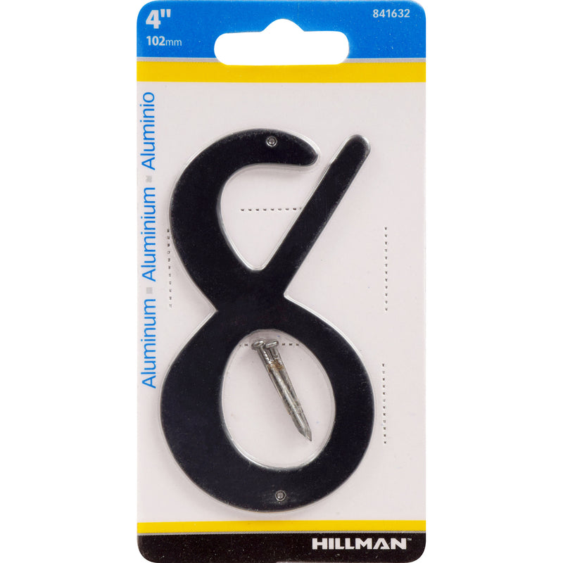 HILLMAN - Hillman 4 in. Black Aluminum Nail-On Number 8 1 pc - Case of 3