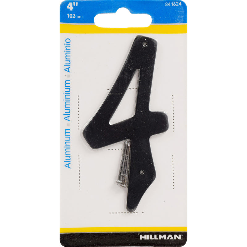 HILLMAN - Hillman 4 in. Black Aluminum Nail-On Number 4 1 pc - Case of 3