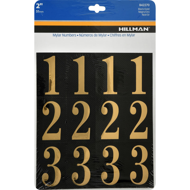 HILLMAN - Hillman 2 in. Gold Vinyl Self-Adhesive Number Set 0-9 32 pc - Case of 6