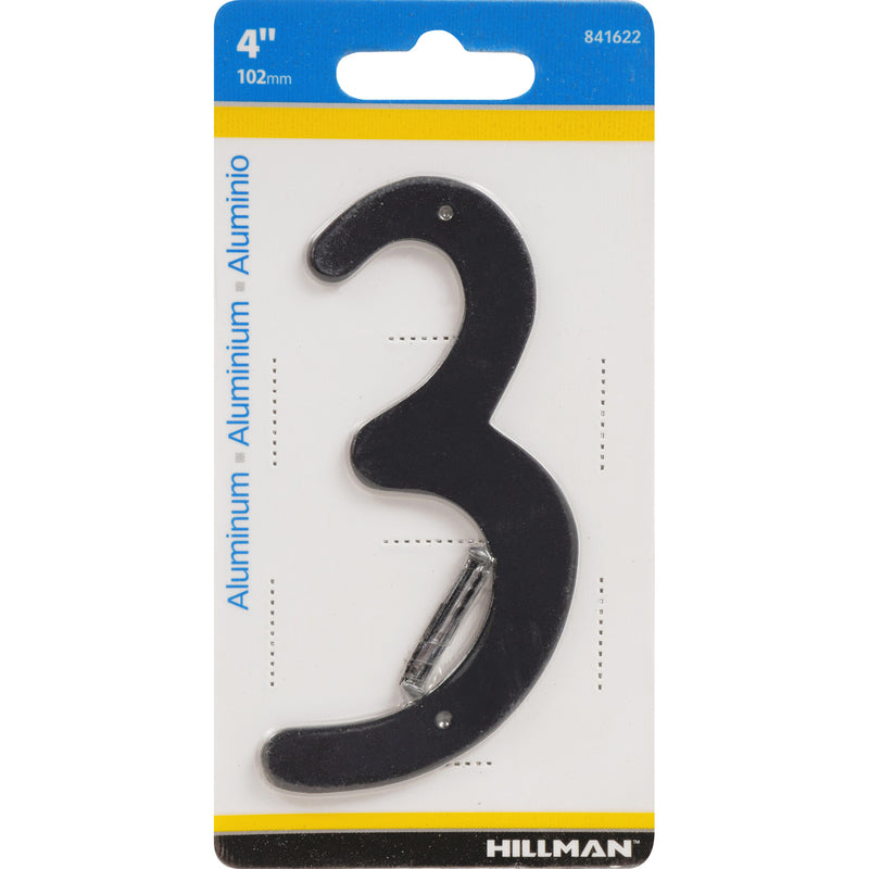 HILLMAN - Hillman 4 in. Black Aluminum Nail-On Number 3 1 pc - Case of 3