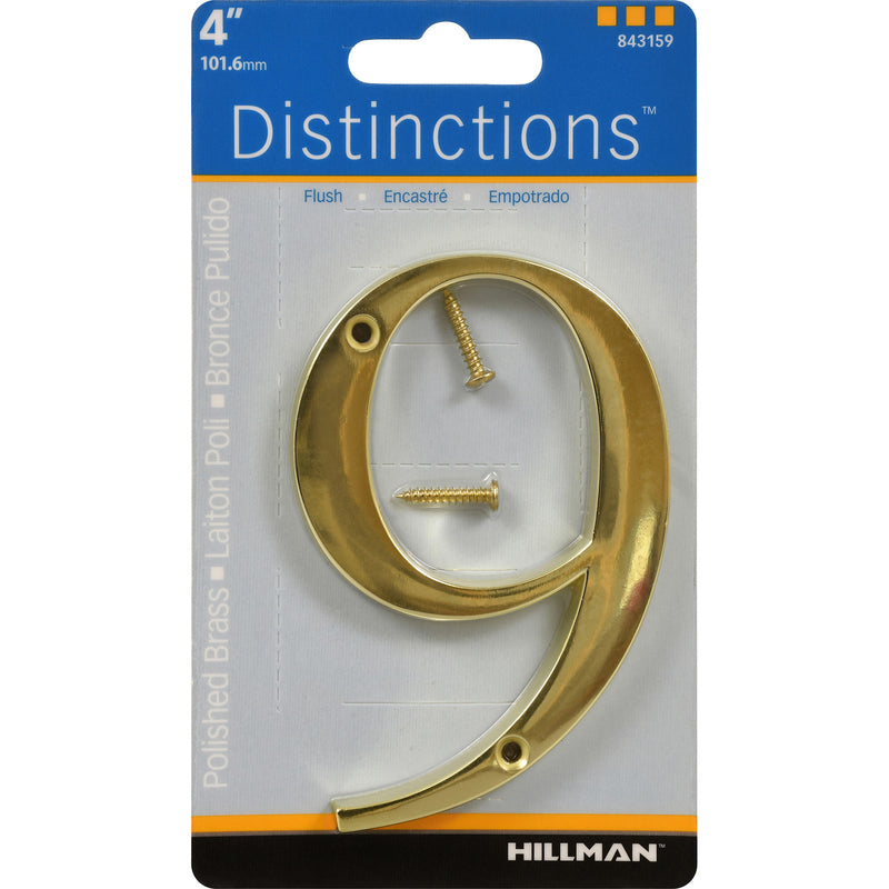 HILLMAN - Hillman Distinctions 4 in. Gold Zinc Die-Cast Screw-On Number 9 1 pc - Case of 6