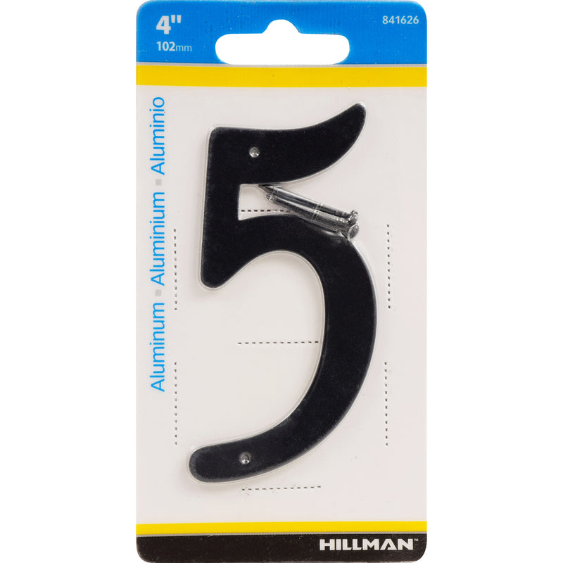 HILLMAN - Hillman 4 in. Black Aluminum Nail-On Number 5 1 pc - Case of 3