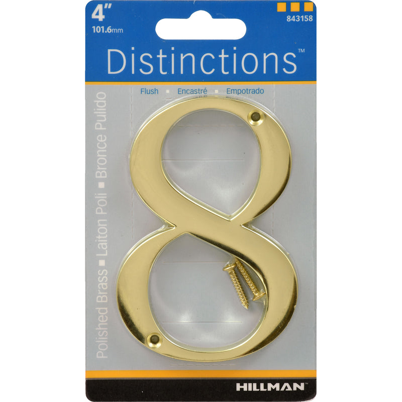 HILLMAN - Hillman Distinctions 4 in. Gold Zinc Die-Cast Screw-On Number 8 1 pc - Case of 3