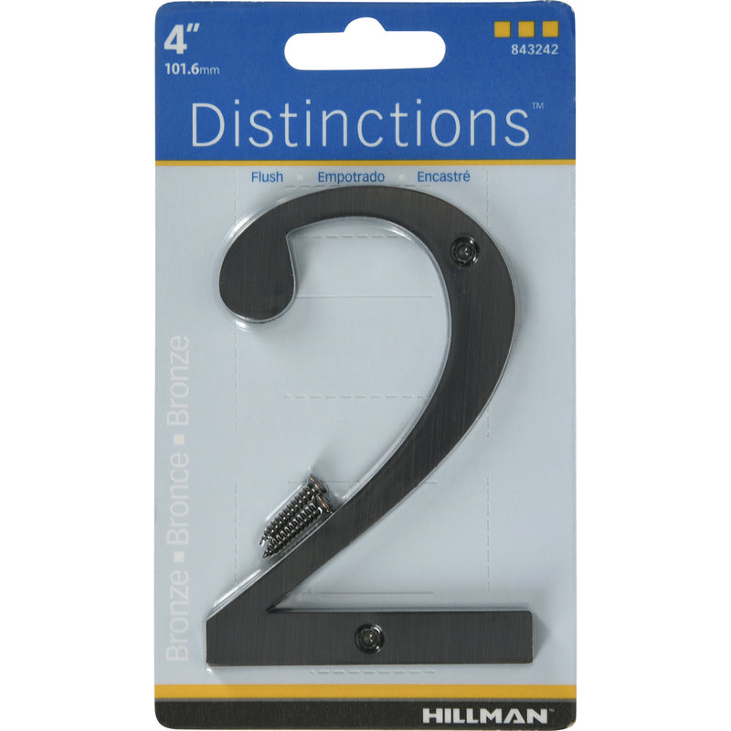 HILLMAN - Hillman Distinctions 4 in. Bronze Zinc Die-Cast Screw-On Number 2 1 pc - Case of 3