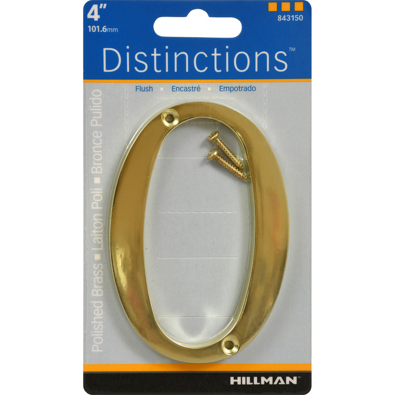 HILLMAN - Hillman Distinctions 4 in. Gold Zinc Die-Cast Screw-On Number 0 1 pc - Case of 3