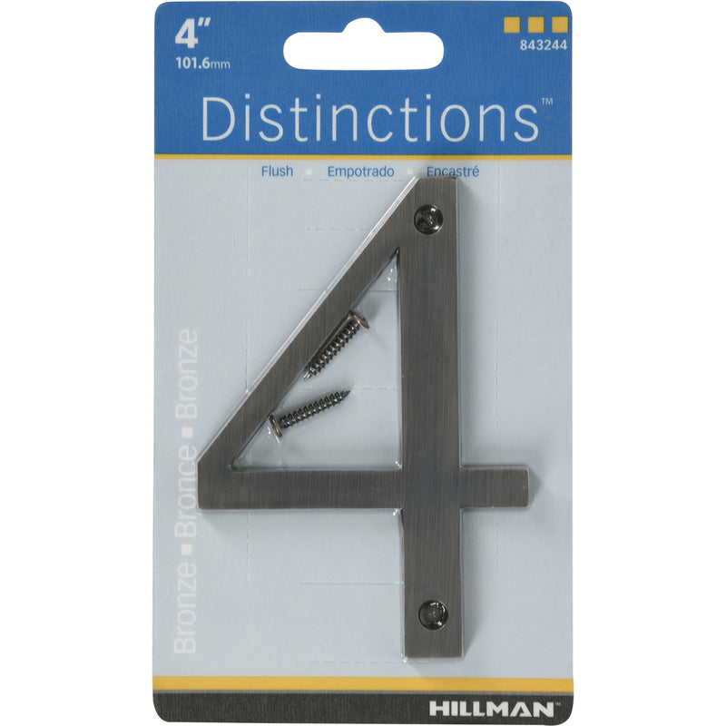 HILLMAN - Hillman Distinctions 4 in. Bronze Zinc Die-Cast Screw-On Number 4 1 pc - Case of 3