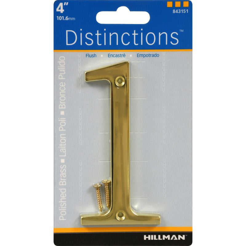 HILLMAN - Hillman Distinctions 4 in. Gold Zinc Die-Cast Screw-On Number 1 1 pc - Case of 3