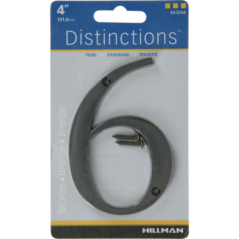 HILLMAN - Hillman Distinctions 4 in. Bronze Zinc Die-Cast Screw-On Number 6 1 pc - Case of 3