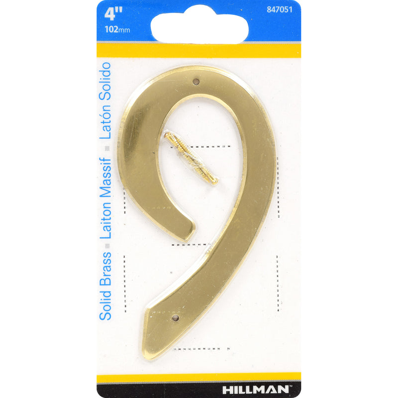 HILLMAN - Hillman 4 in. Gold Brass Nail-On Number 9 1 pc - Case of 3