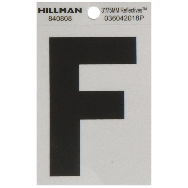 HILLMAN - Hillman 3 in. Reflective Black Vinyl Self-Adhesive Letter F 1 pc - Case of 6