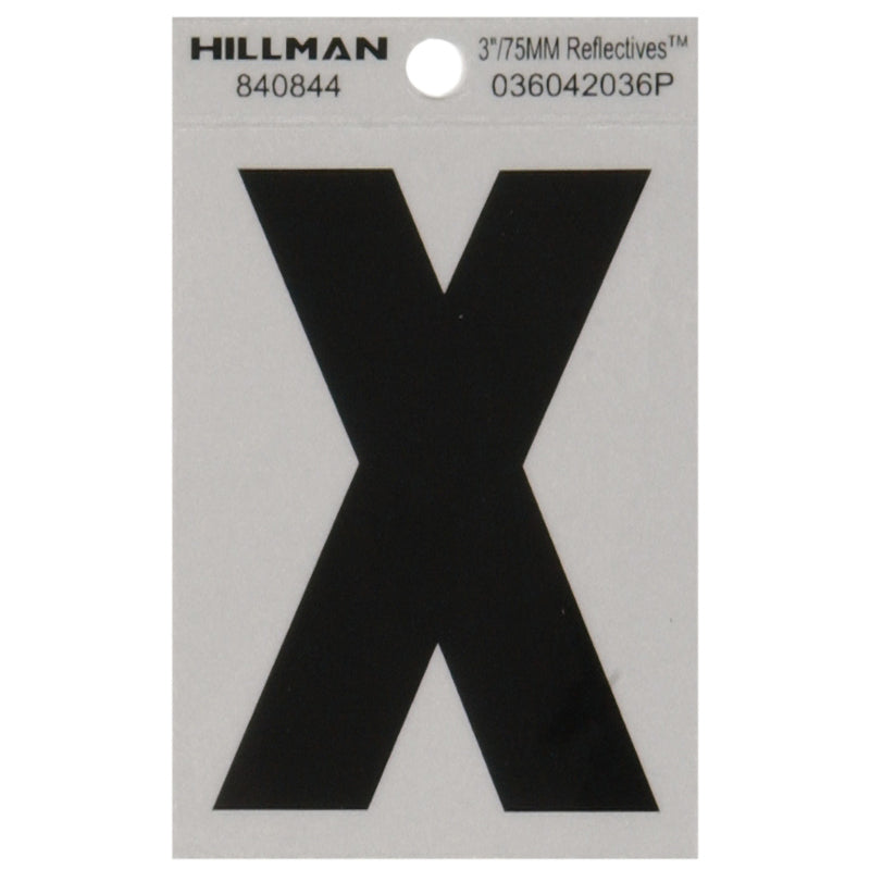 HILLMAN - Hillman 3 in. Reflective Black Vinyl Self-Adhesive Letter X 1 pc - Case of 6