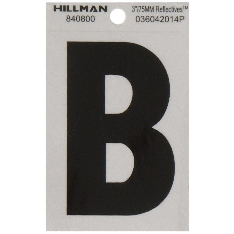 HILLMAN - Hillman 3 in. Reflective Black Vinyl Self-Adhesive Letter B 1 pc - Case of 6