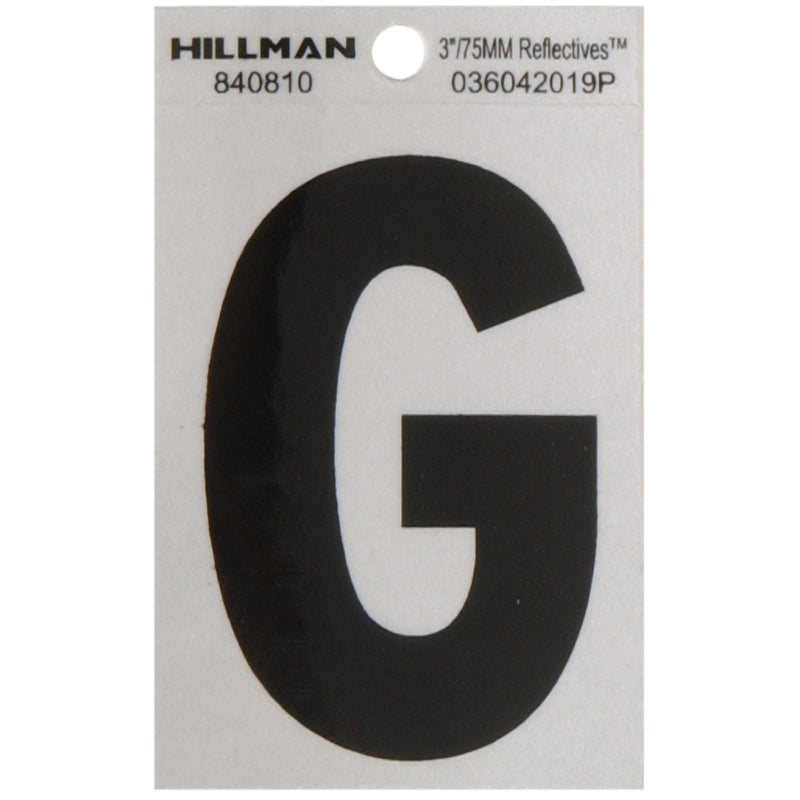 HILLMAN - Hillman 3 in. Reflective Black Vinyl Self-Adhesive Letter G 1 pc - Case of 6