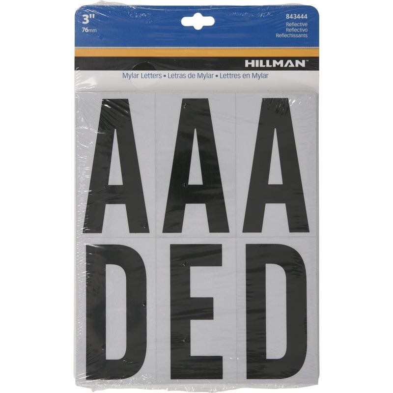 HILLMAN - Hillman 3 in. Reflective Black Vinyl Self-Adhesive Letter Set A-Z 54 pc - Case of 6