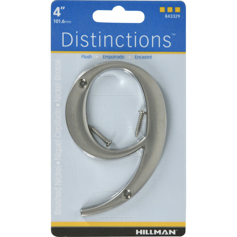 HILLMAN - Hillman Distinctions 4 in. Silver Zinc Die-Cast Screw-On Number 9 1 pc - Case of 3