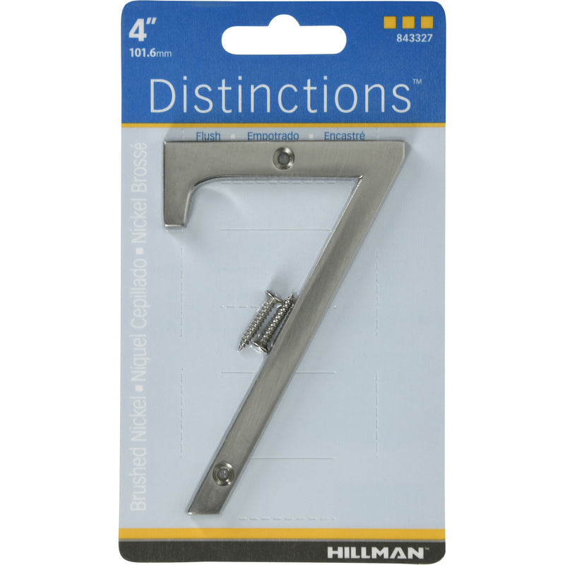 HILLMAN - Hillman Distinctions 4 in. Silver Zinc Die-Cast Screw-On Number 7 1 pc - Case of 3