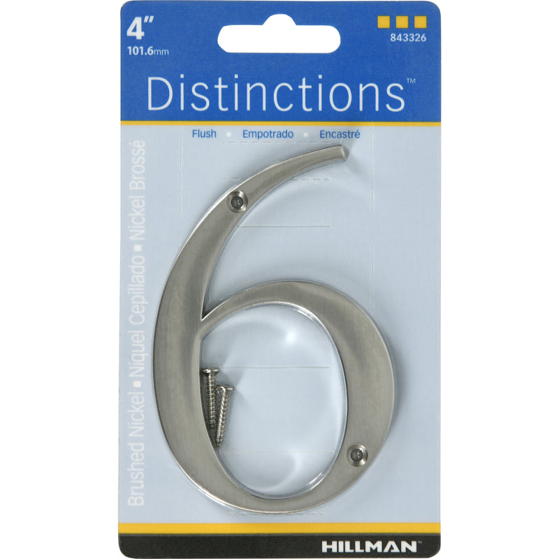 HILLMAN - Hillman Distinctions 4 in. Silver Zinc Die-Cast Screw-On Number 6 1 pc - Case of 3