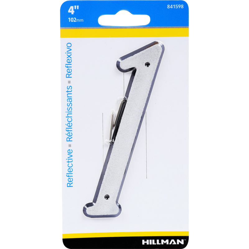 HILLMAN - Hillman 4 in. Reflective Silver Plastic Nail-On Number 1 1 pc - Case of 3