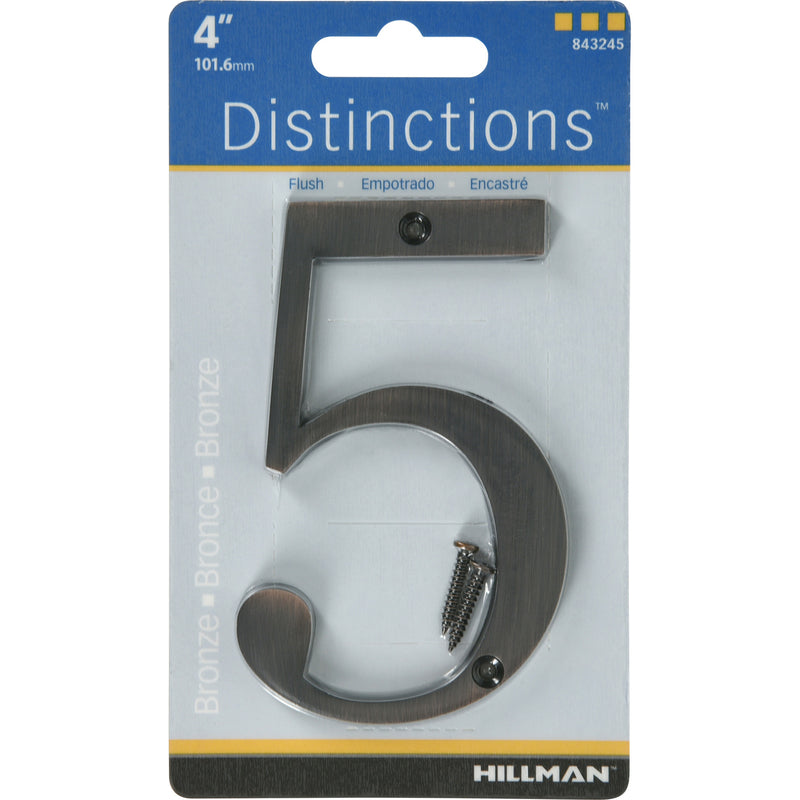 HILLMAN - Hillman Distinctions 4 in. Bronze Zinc Die-Cast Screw-On Number 5 1 pc - Case of 3