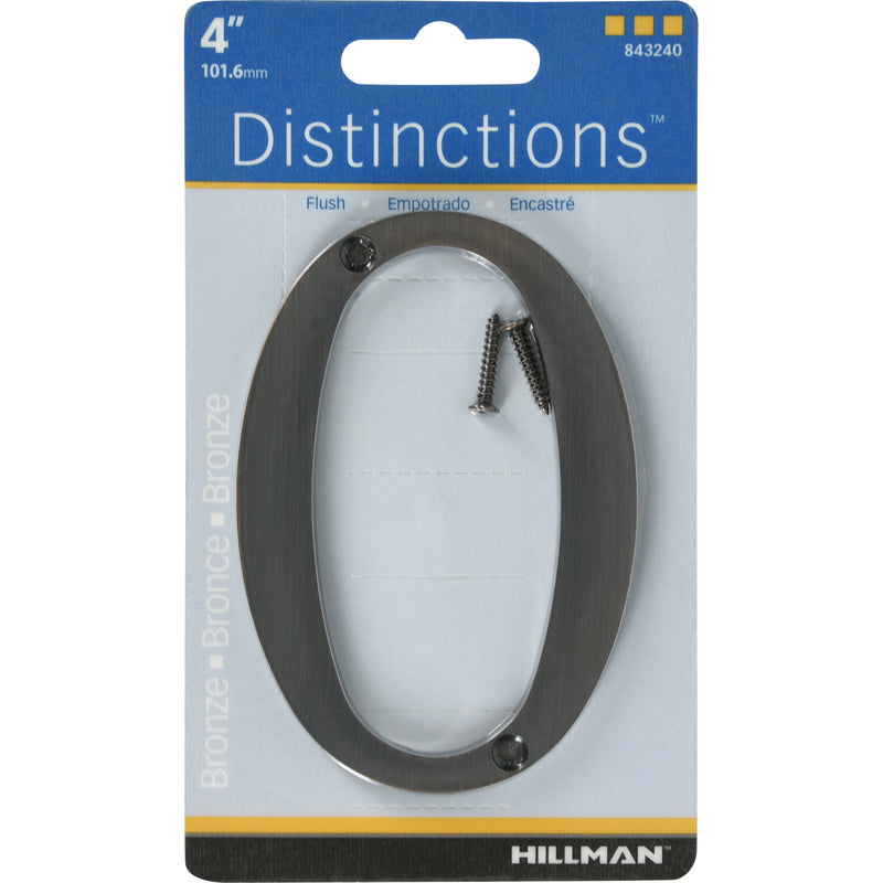 HILLMAN - Hillman Distinctions 4 in. Bronze Zinc Die-Cast Screw-On Number 0 1 pc - Case of 3